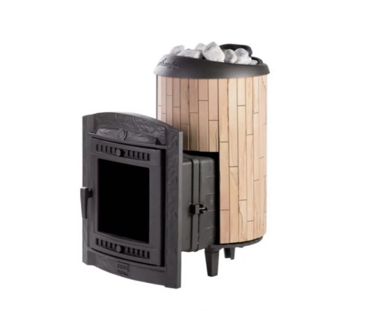 Печь «Атмосфера L» ламели Окаменевшее дерево наборные