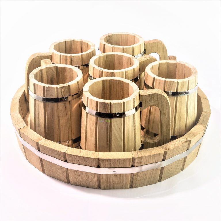 Набор кружек (поддон + 6 кружек) Дуб