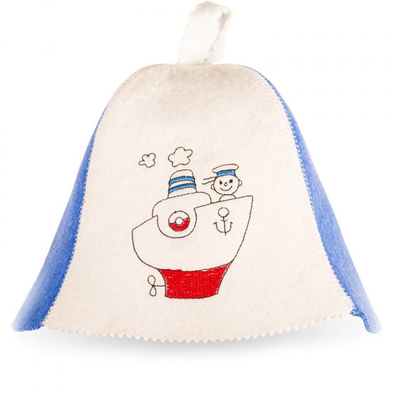 Шапка малая «Морячок», войлок (бело-синий)
