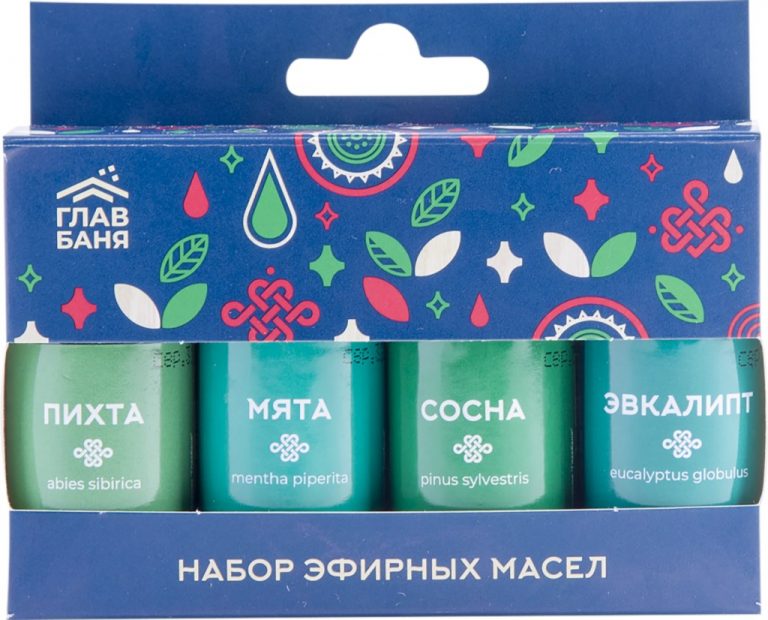 Набор эфирных масел Главбаня (пихта, мята, сосна, эвкалипт)