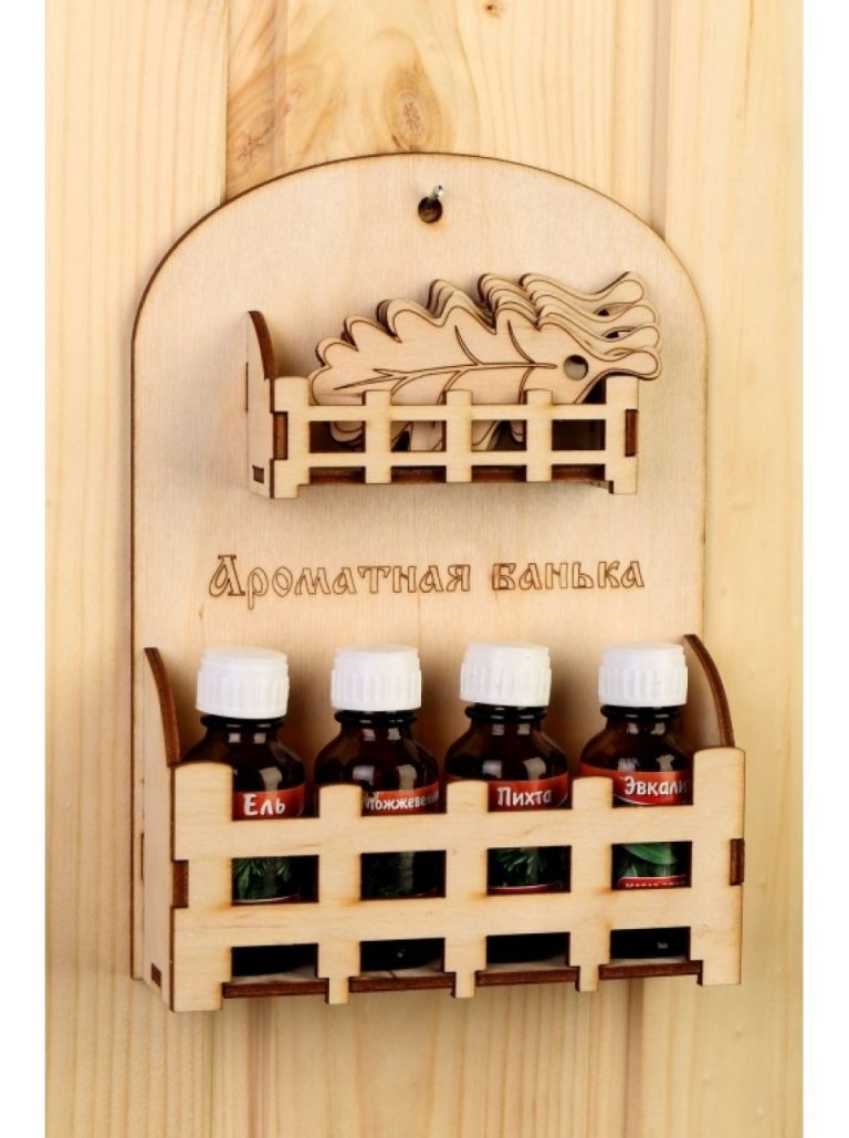Полка с маслами «Ароматная баня с вениками»