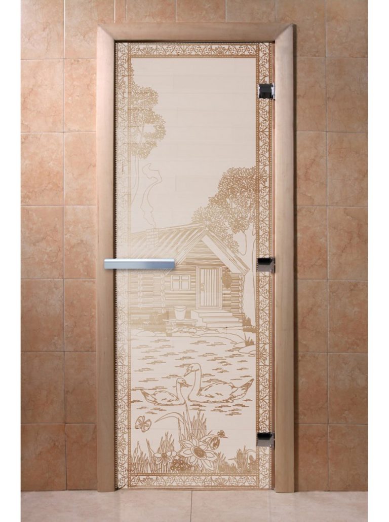 Дверь DoorWood «Банька в лесу» Сатин 1900х700