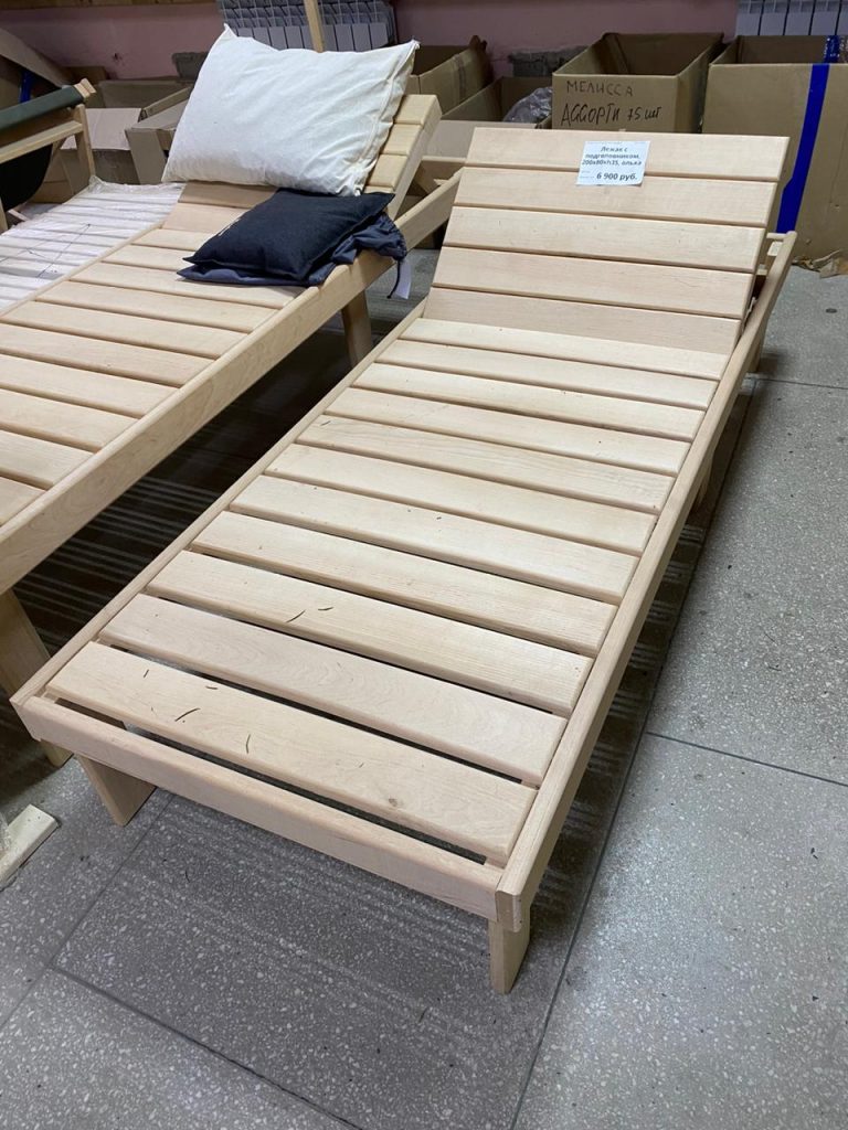 Лежак с подголовником, 190х60х35H, ольха