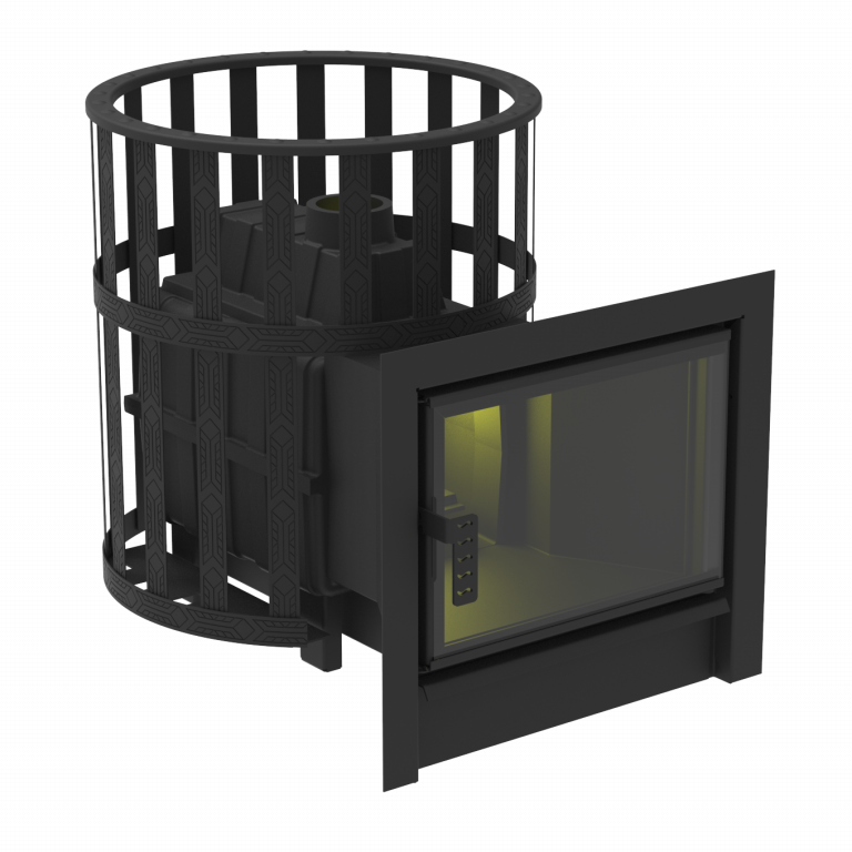 Печь камин чугунная для бани Воевода ФЛАГМАН 20 Сетч. кожух