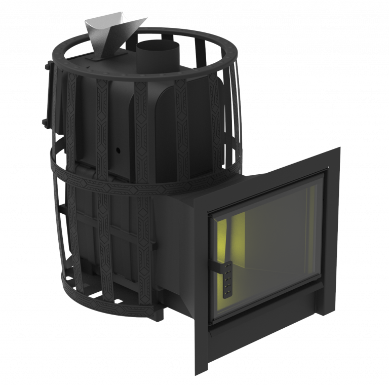 Печь-камин чугунная Воевода ФЛАГМАН 20 ЗК Сетчатый кожух