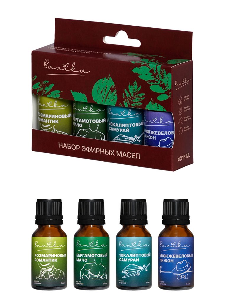 набор масел эфирных «Banika» (эвкалипт, бергамот, можжевельник,розмарин)